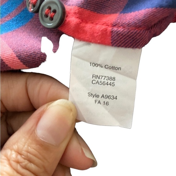 J. CREW Perfect Fit Red & Blue Button Down Shirt Women SP Small Petite - Picture 4 of 5